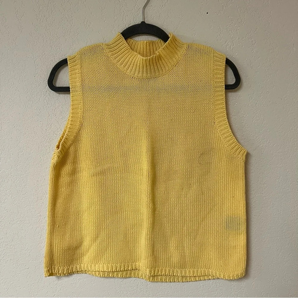 VTG 100% Cotton butter Yellow Sweater Vest Hunt Club Vest Xl - Picture 1 of 8